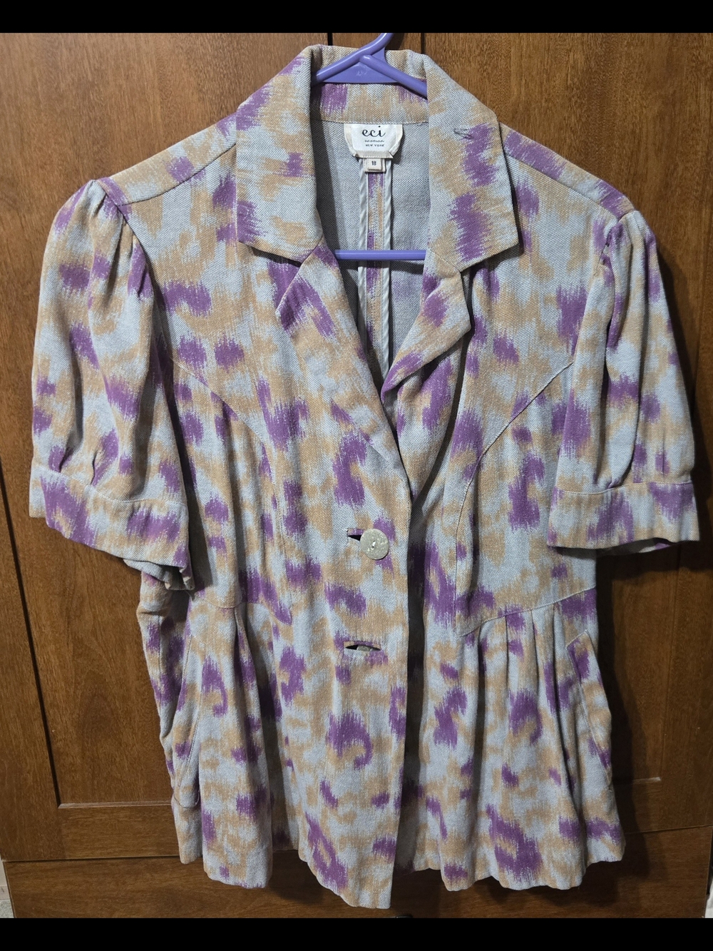 ECI Vintage Lavender & Tan Short Sleeve Button Jacket